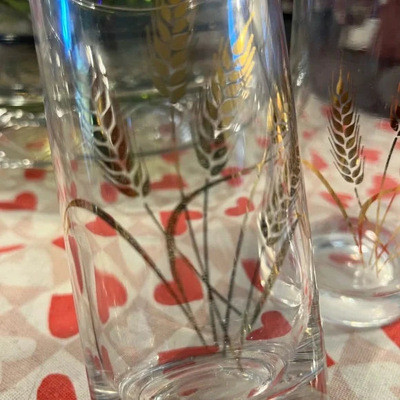 Vintage Homer Laughlin Golden Wheat glass with 22K gold accent