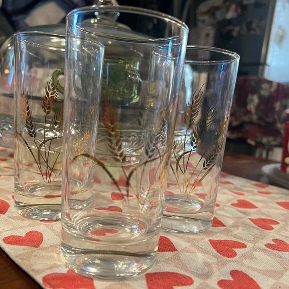 Vintage Homer Laughlin Golden Wheat glassware for display or entertaining