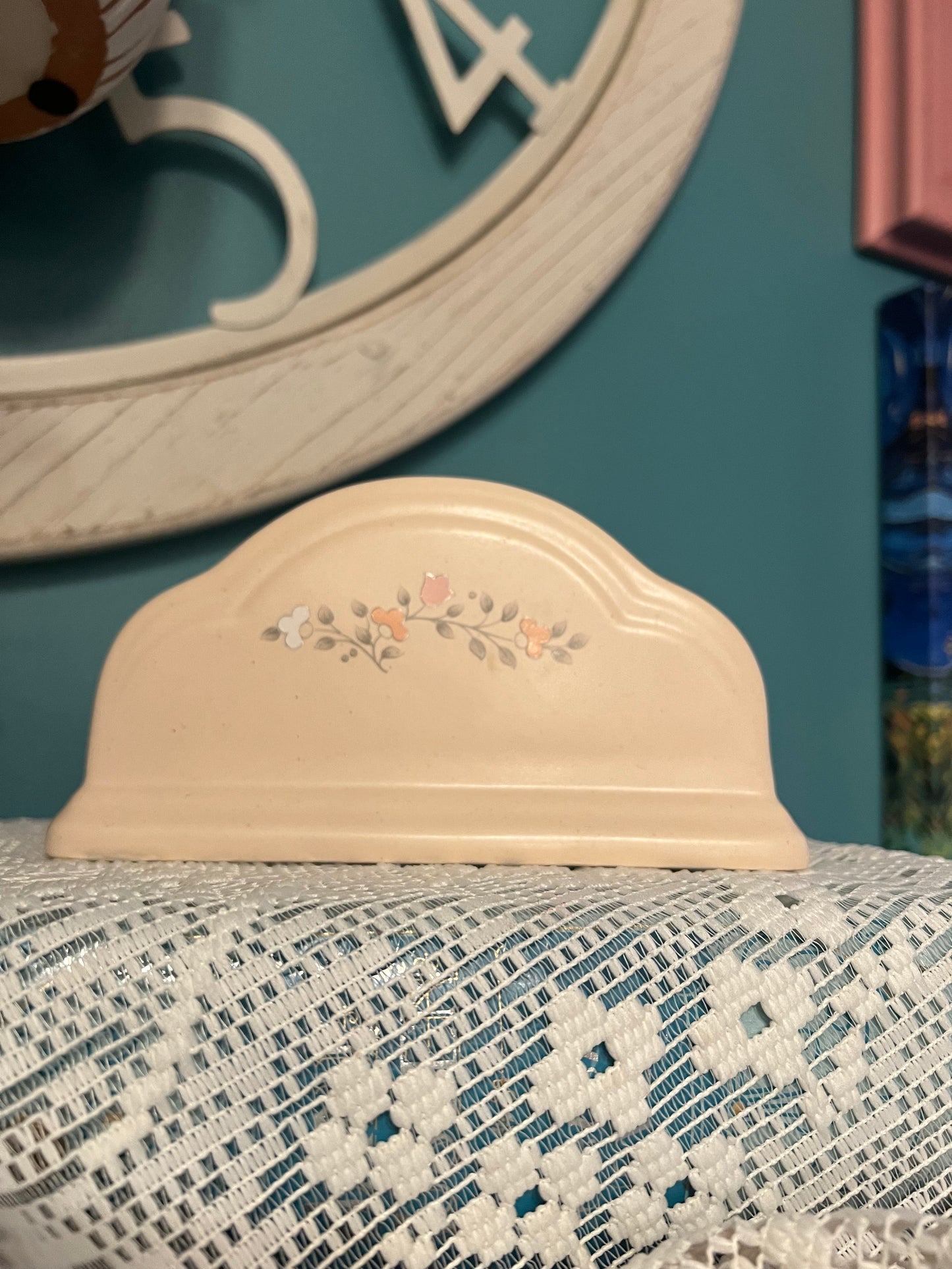 Vintage Pfaltzgraff Remembrance Napkin Holder – Pink & White Flowers