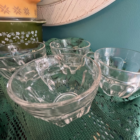Vintage Colonial Panel Punch Cups – Set of 4, 6 oz Federal Glass