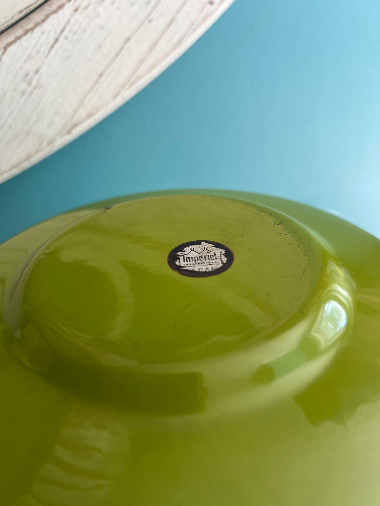Vintage floral enamel saucepan Imperial brand 1970s