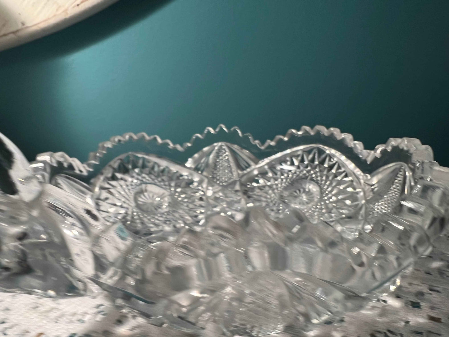 Vintage Imperial Glass Nucut Crystal Nappy Dish | Handled Candy Bowl | Cut Glass