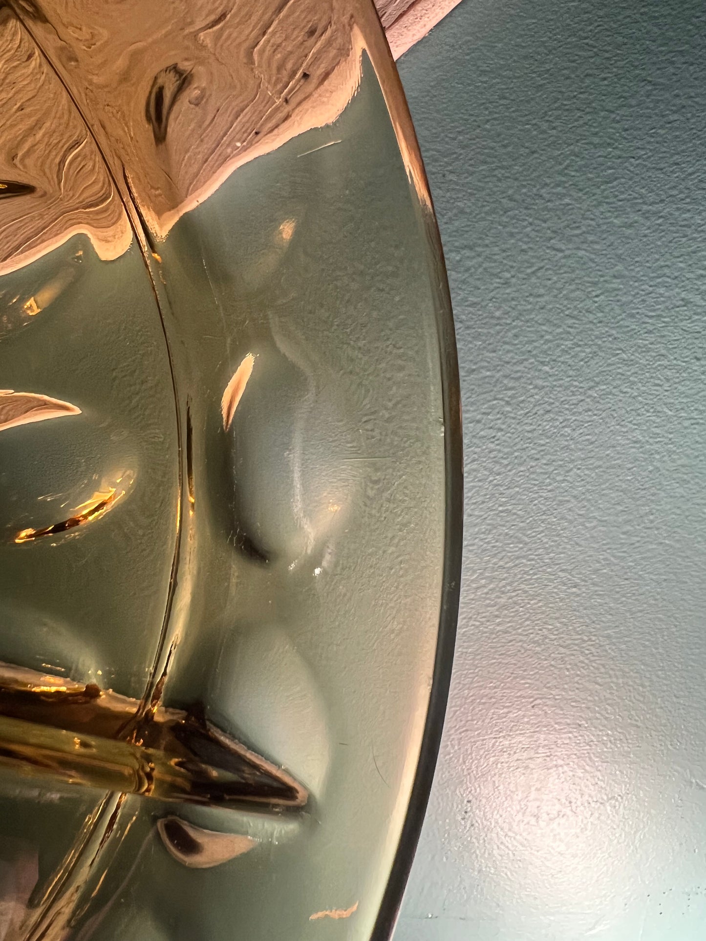 Amber thumbprint glass serving bowl for retro kitchen or cottagecore dining room décor