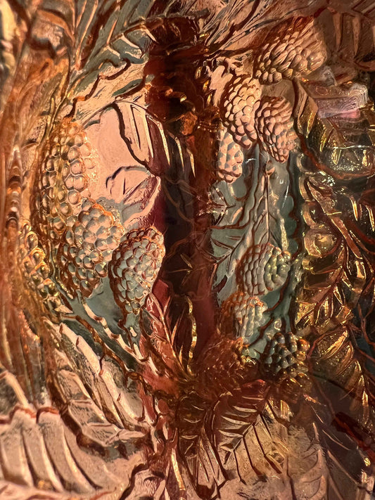 Vintage Indiana Glass Carnival Glass Loganberry Bowl – Iridescent Amber Berry Bowl, Mid-Century