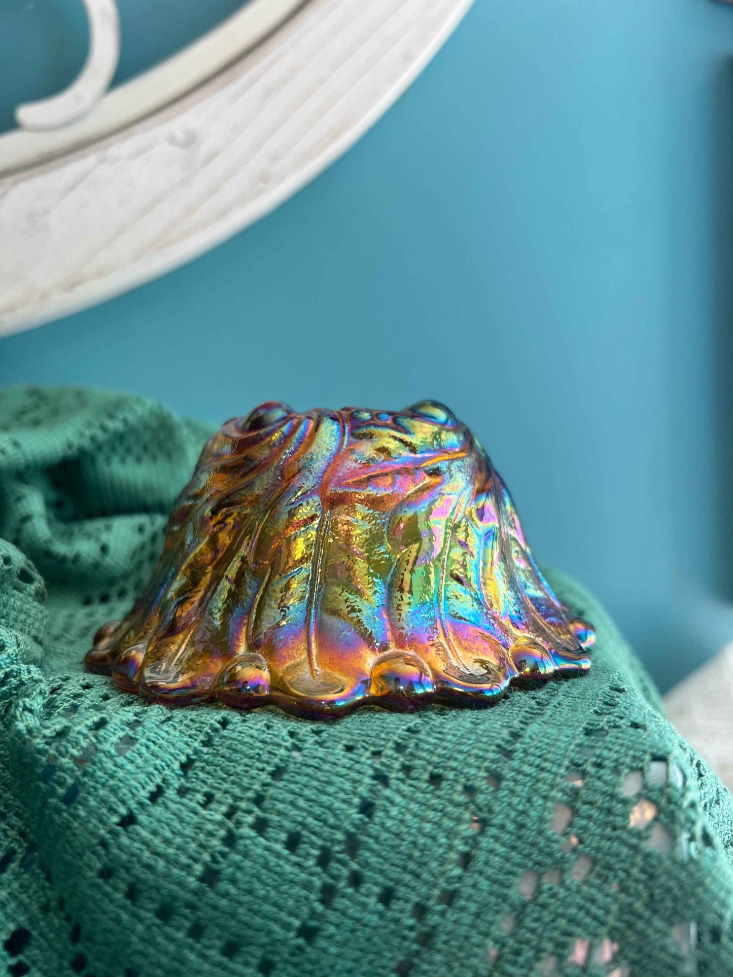 Vintage Indiana Glass Co Marigold Carnival Glass Candle Holder – Wild Rose Pattern