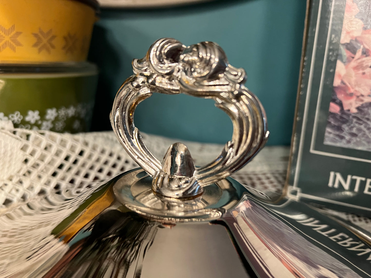 International Silver Company silver plated duo with glass serving dishes and lid, replacement pieces
