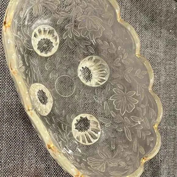 Vintage Jeannette Glass Louisa Candy Dish | Floragold |Collectible Mid-Century Modern Glassware