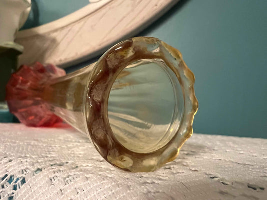 Vintage Jeannette Glass Amberina Bud Vase | Fluted Ombre Art Glass | Vintage Home Decor