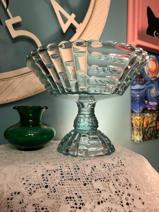 Light blue Depression glass Jeannette Louisa centerpiece bowl
