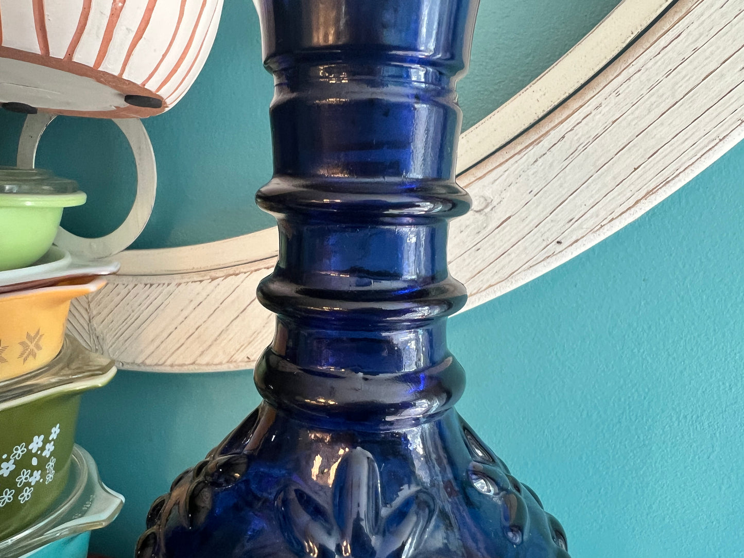 1970s Jim Beam cobalt blue Kentucky Derby bottle