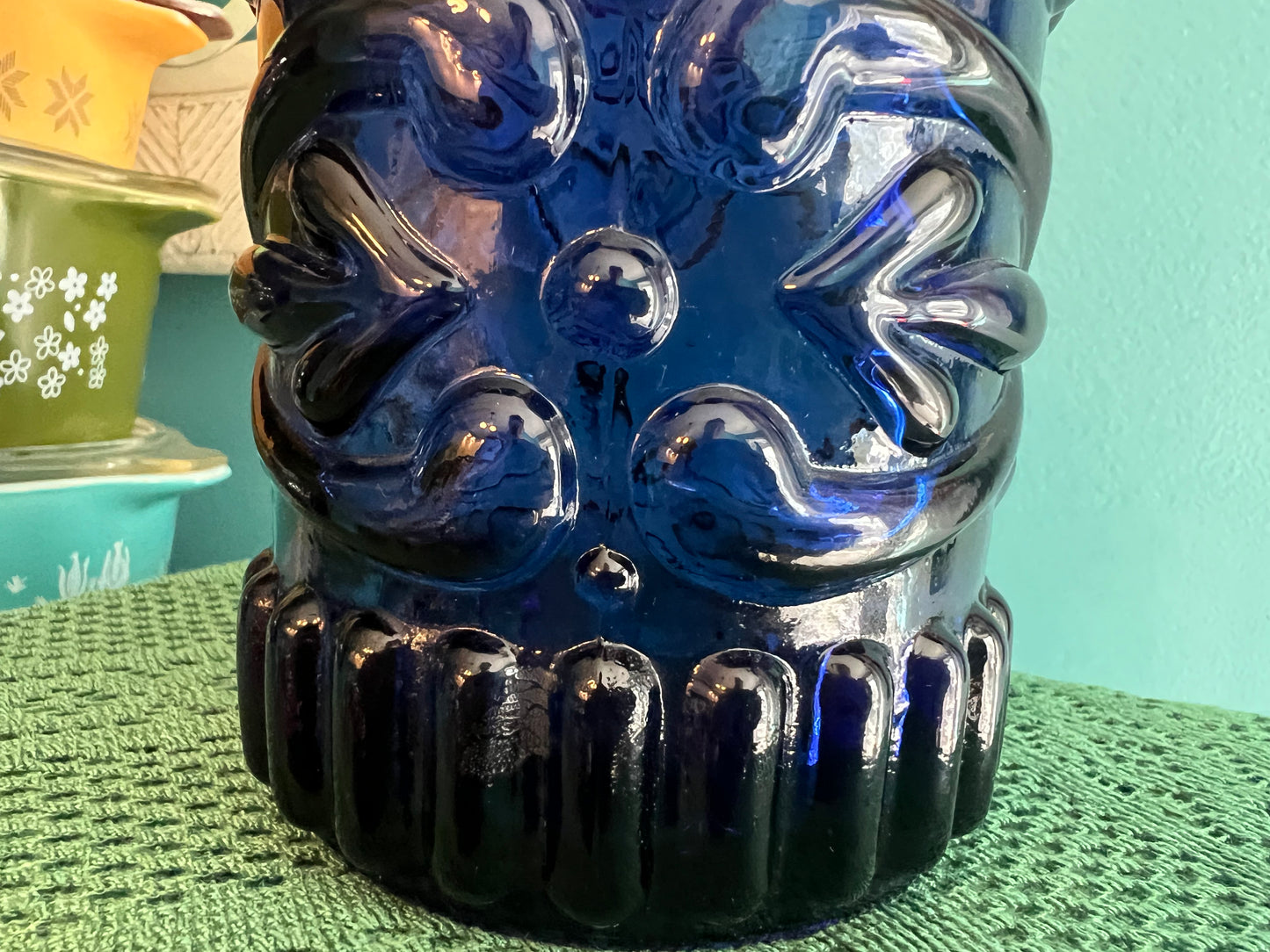 Collectible Jim Beam blue glass barware