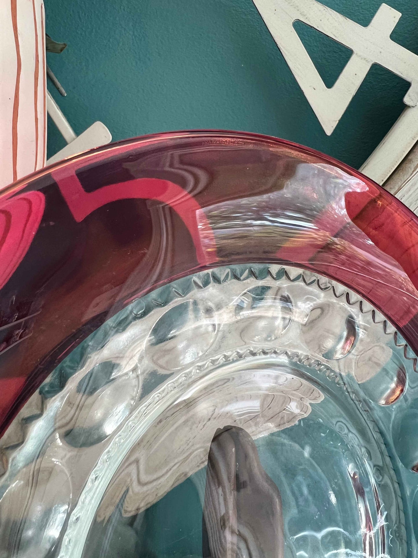 Vintage Tiffin Kings Crown Ruby Red Thumbprint Dinner Plate – 10.5”