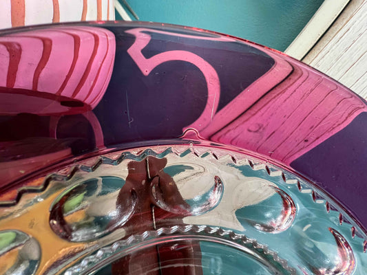 Vintage Tiffin-Franciscan Kings Crown Ruby Red Flashed Luncheon Plate – Thumbprint Pattern