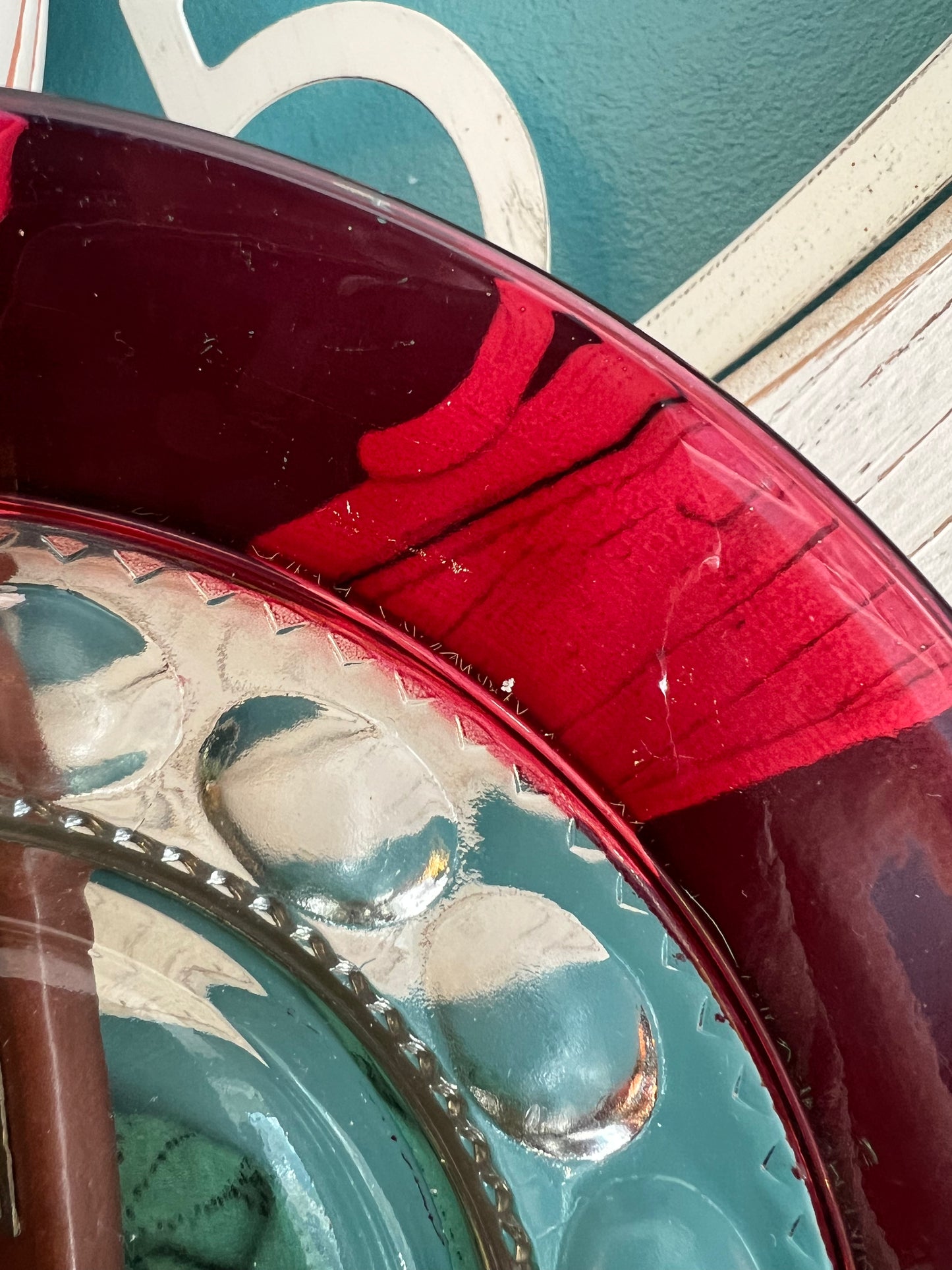 Vintage ruby red glass plate