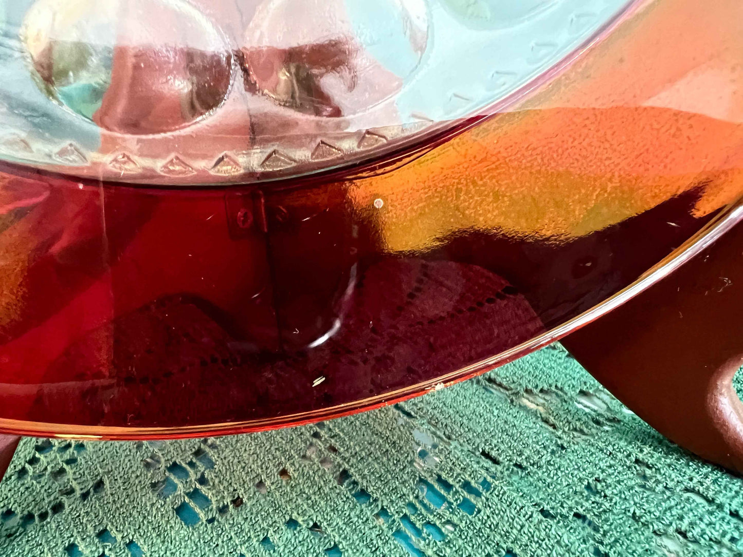 Vintage Tiffin-Franciscan Kings Crown Ruby Red Flashed Luncheon Plate – Thumbprint Pattern