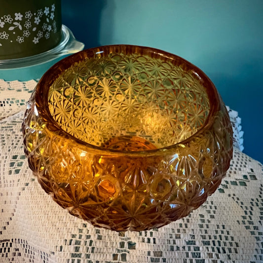 Mid-century collectible L.E. Smith pressed glass orb bowl