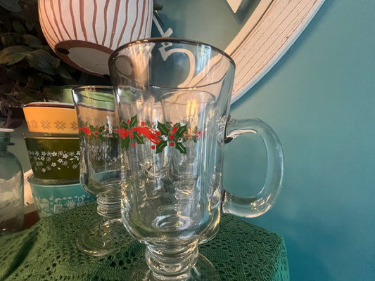 Holiday drinkware vintage Arby’s Holly Berry mugs for egg nog or coffee