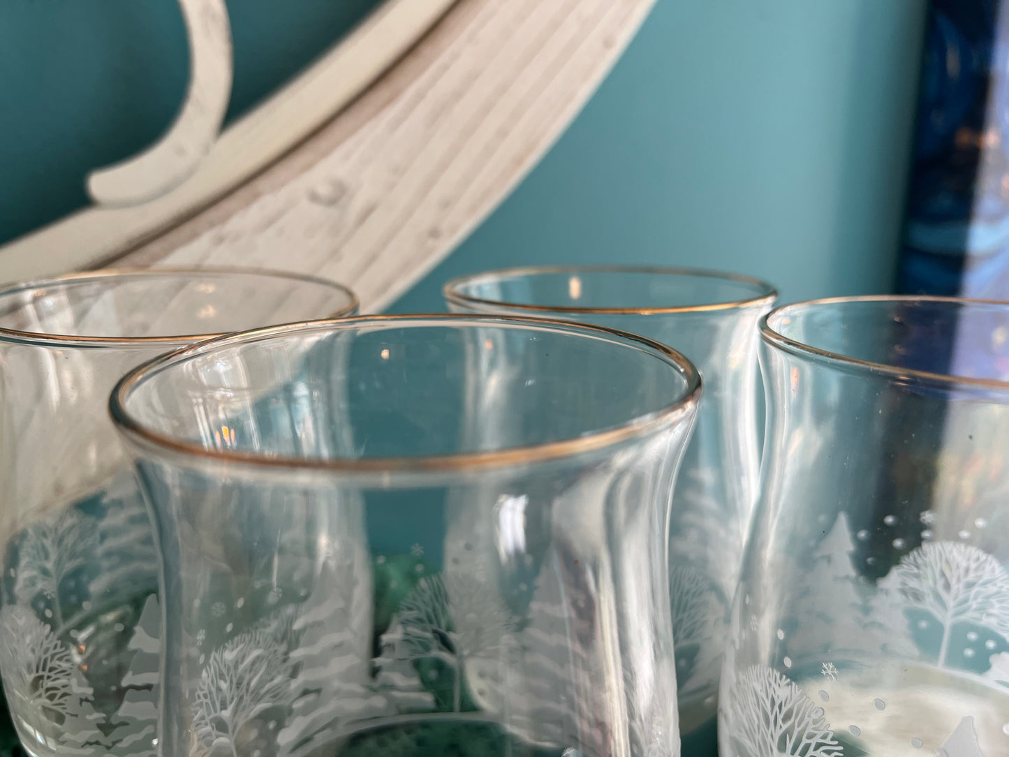 Frosted etched wine glasses