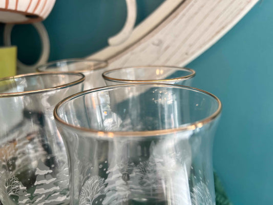 Vintage Libbey Wine Glasses Arby's Winter Wonderland Collectible Stemware