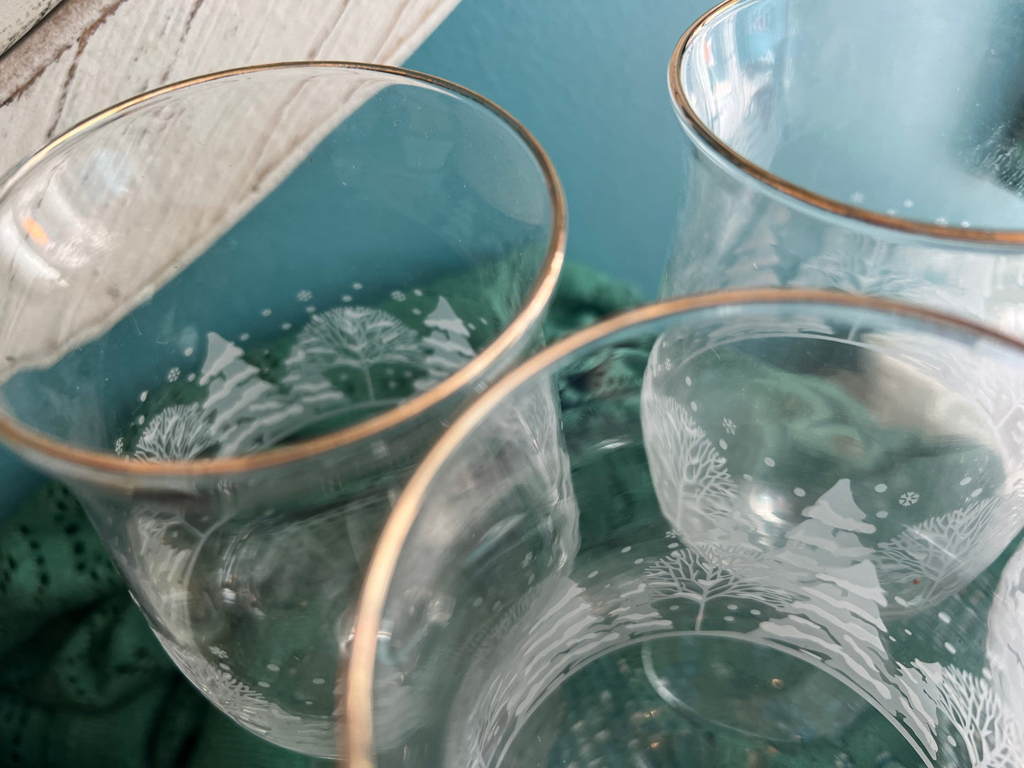 Frosted etched wine glasses