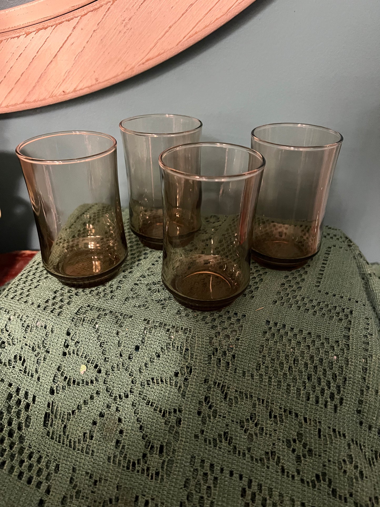 Set of 4 vintage Libbey Bolero smokey brown/tawny juice glasses