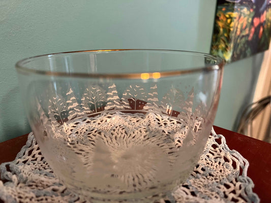 Vintage Libbey Frosty Pines Glass Bowls – Set of 2 | Holiday Tableware