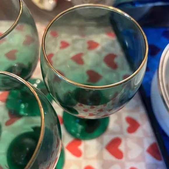 Libbey Juniper Green Wine Glasses – Teardrop Goblets 7” Tall, Set of 6