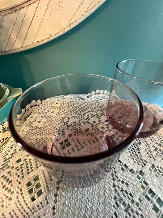 Vintage Libbey Metropolitan Plum Lowball Glasses – Set of 2 Old Fashioned / Rocks Glasses, 10 oz