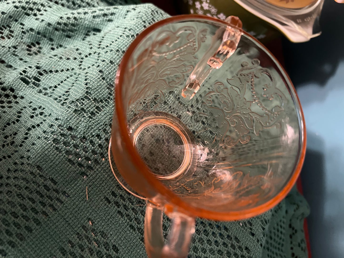 Pink Depression Glass open sugar bowl