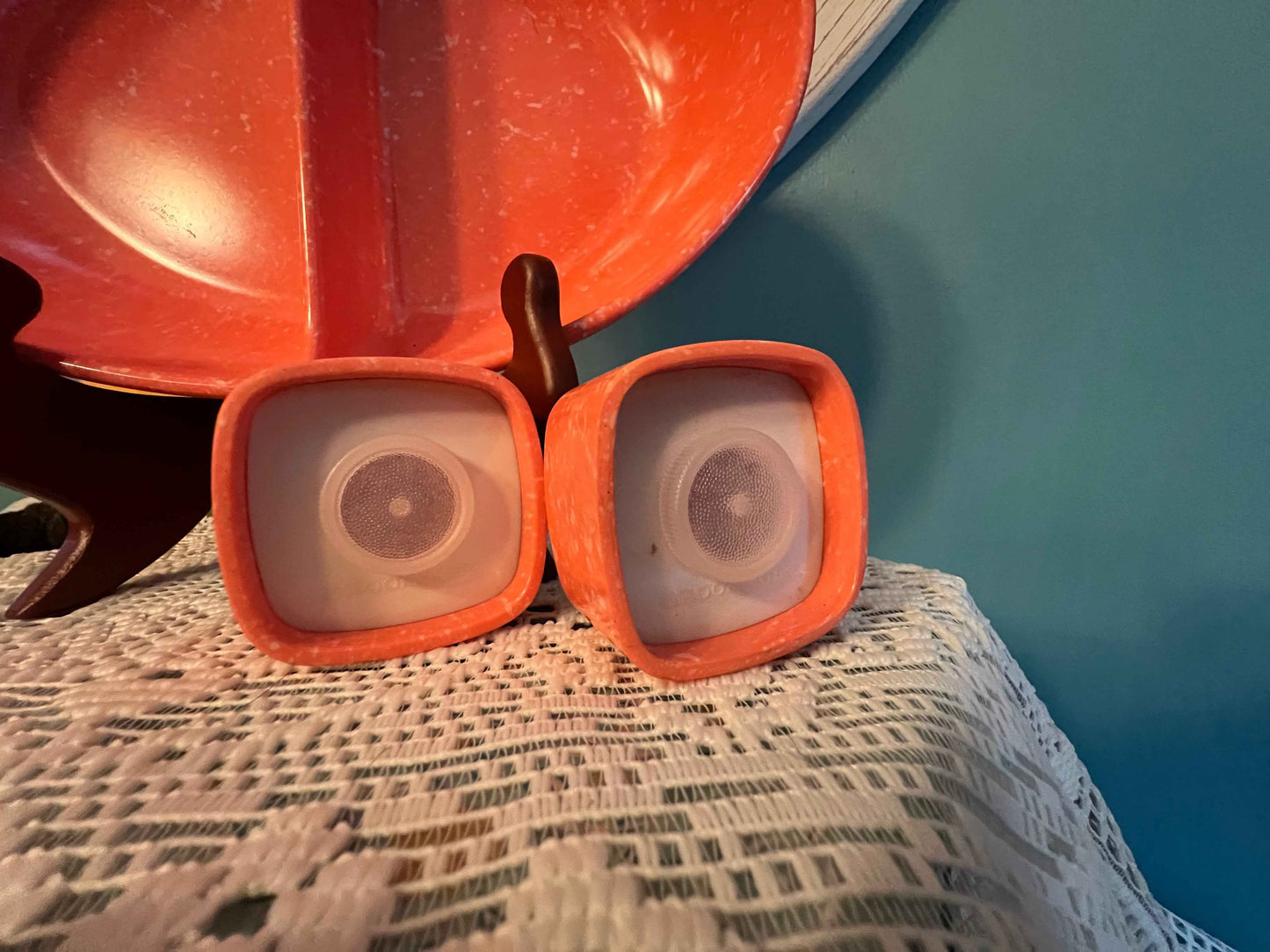 Melamine 9β Oblong Orange Speckled Confetti Serving Bowl β Divided with Matching Salt & Pepper Shaker