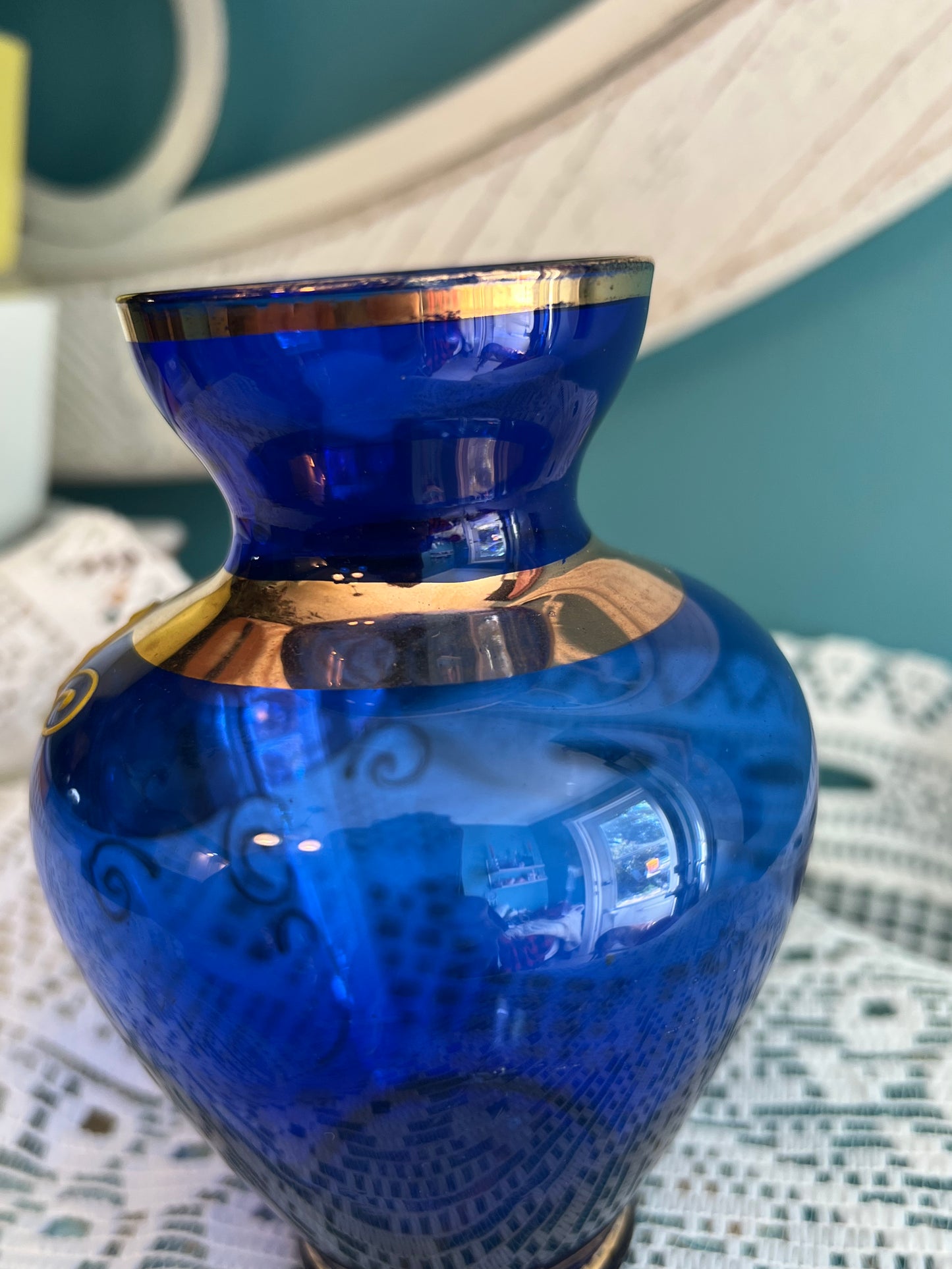 Collectible Japanese hand-painted glass vase