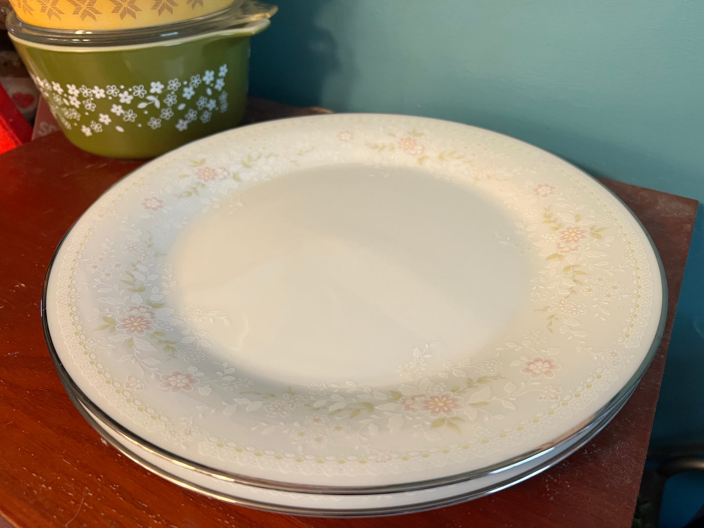 Vintage Noritake Temptation Dinner Plate β Pink Floral Embossed Fine China with Silver Rim