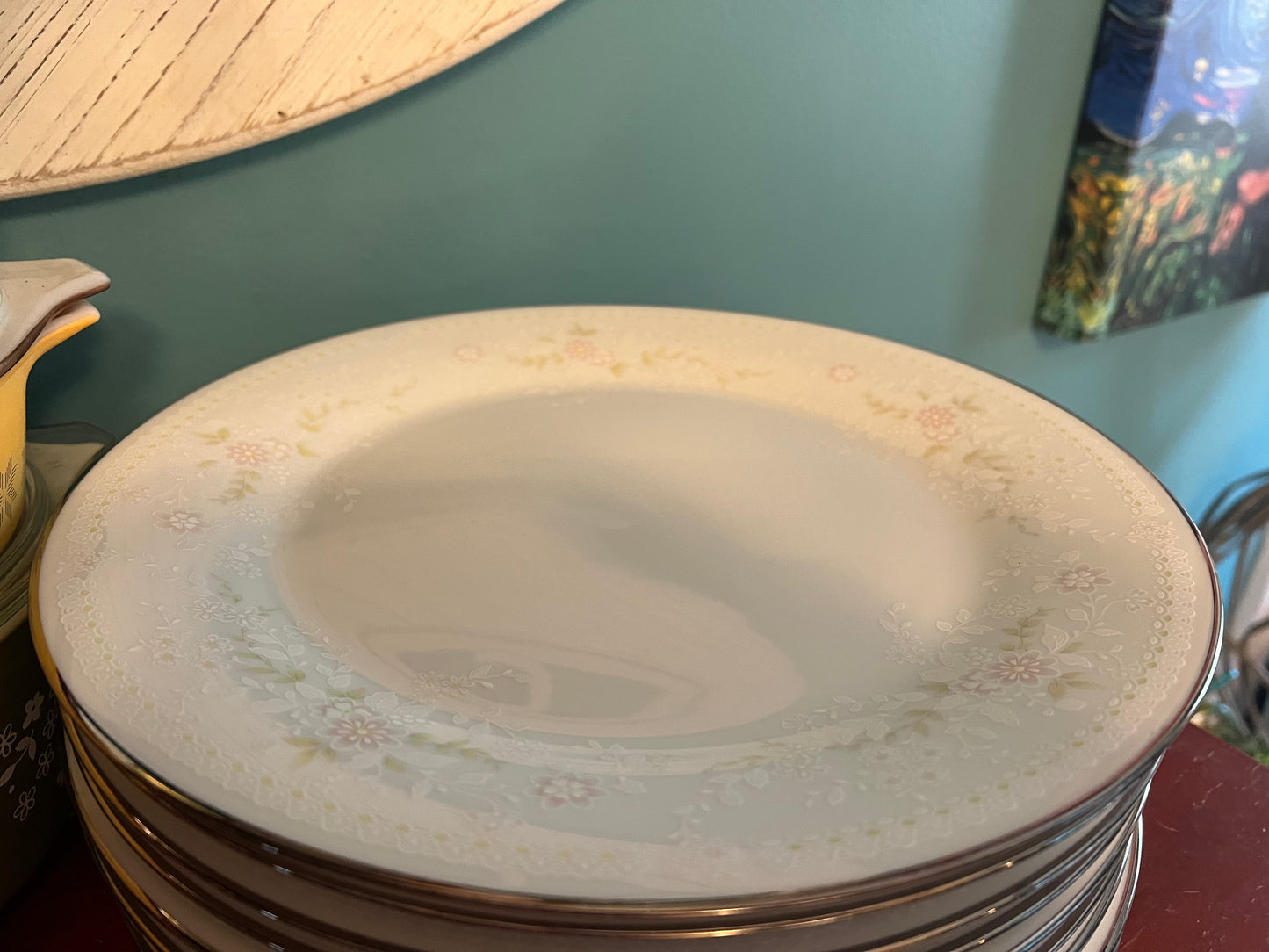 Vintage Noritake Temptation Dinner Plate β Pink Floral Embossed Fine China with Silver Rim