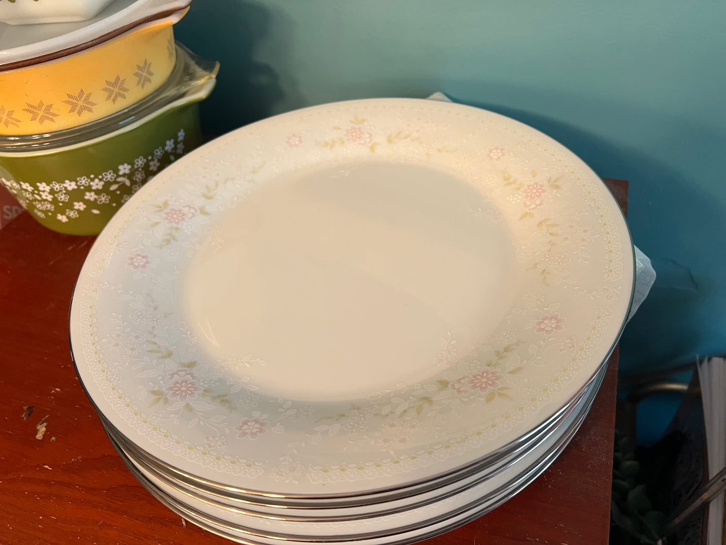 Vintage Noritake Temptation Dinner Plate β Pink Floral Embossed Fine China with Silver Rim