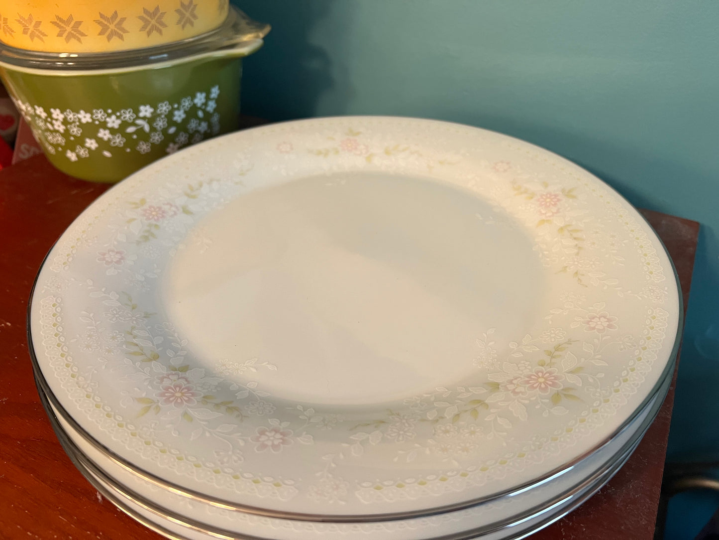 Vintage Noritake Temptation Dinner Plate β Pink Floral Embossed Fine China with Silver Rim