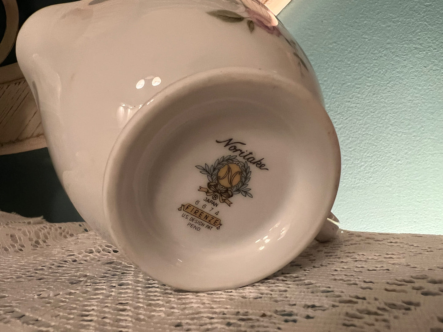 Rare Noritake Firenze 6674 pink, blue, yellow, and green vine creamer