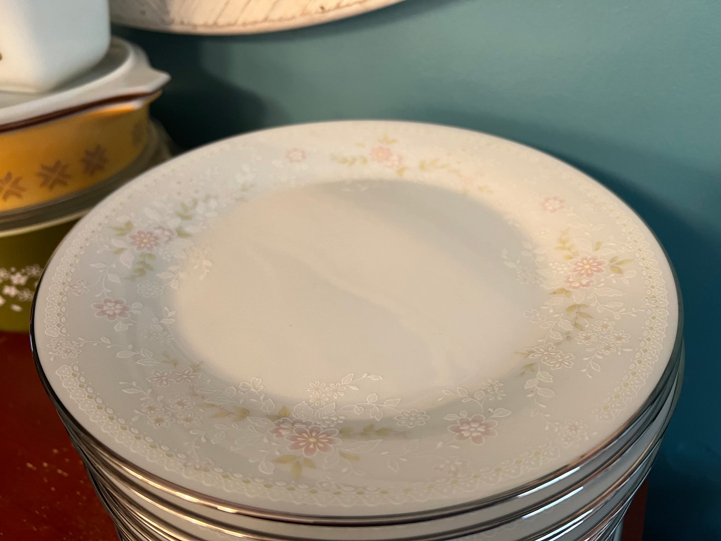 Vintage Noritake Temptation Salad Plate – Pink Floral Embossed Fine China with Silver Rim