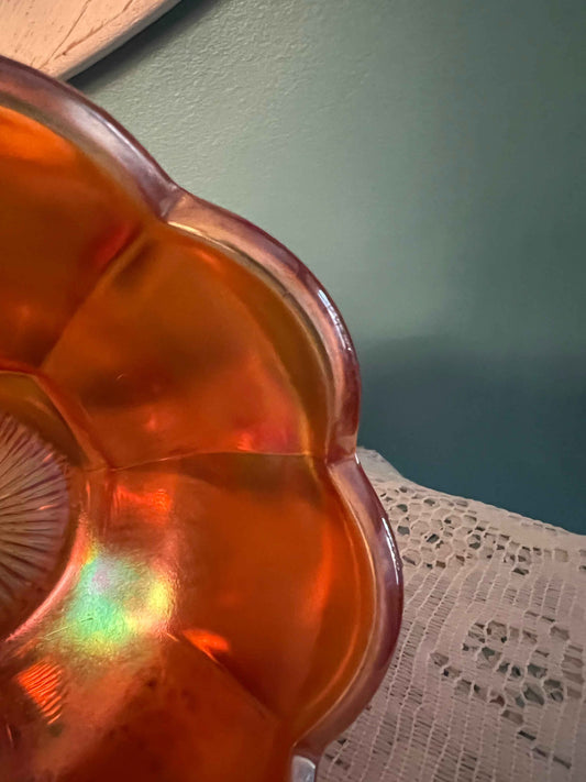 Vintage Northwood Flute Marigold Carnival Glass Berry Bowls | Set of 4 | Collectible Glassware