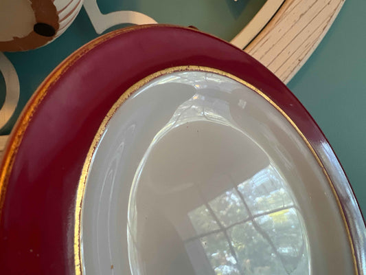 Vintage Pyrex Flamingo Red Salad Plate – Gold Trim Retro Kitchen