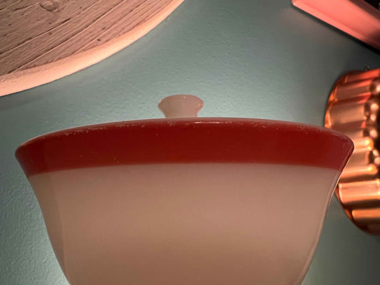 Vintage Pyrex Flamingo Sugar Bowl with Lid – Pink & White Milk Glass