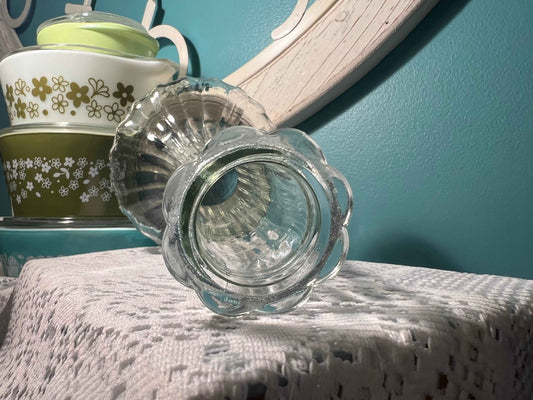 Vintage Clear Glass Ribbed Bud Vase | Bulbous Base Floral Vase | Vintage Home Décor