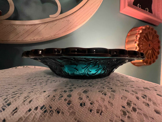 Vintage 1976 Tiara Exclusives Colonial Blue âBicentennial Blueâ Sandwich Glass Ashtray- RARE â Indiana Glass