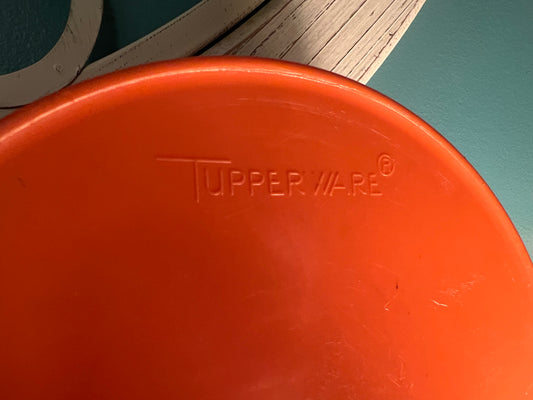 Retro mid-century Tupperware orange kitchen storage container