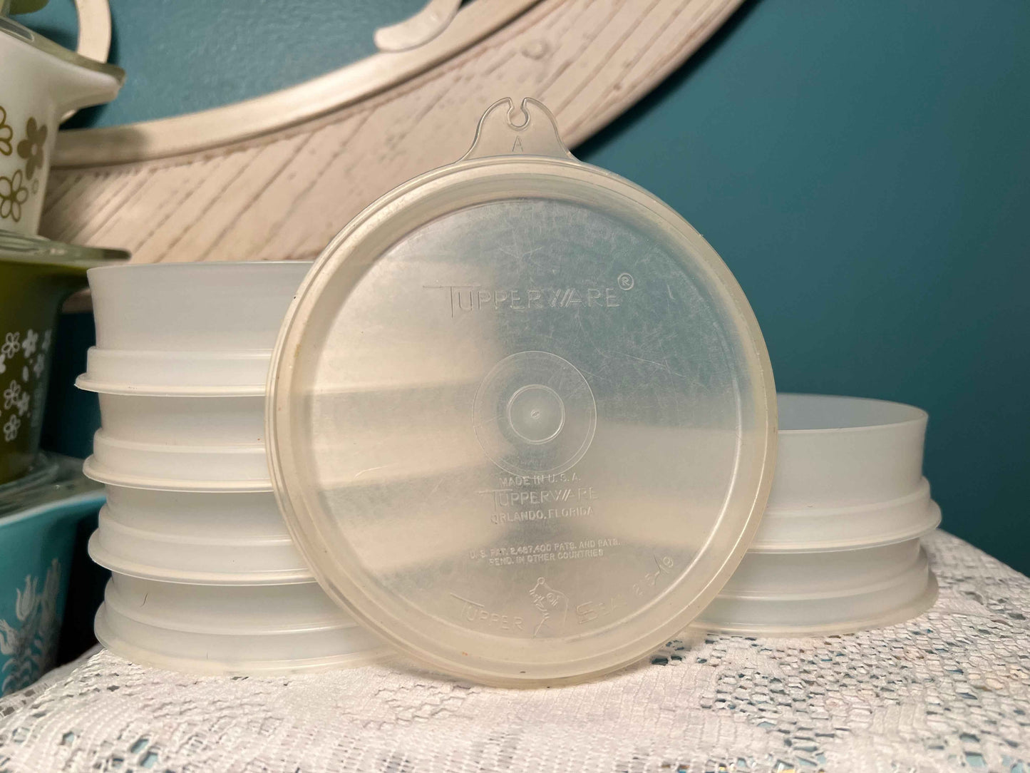 Vintage Tupperware Hamburger Patty Keepers #882 | 6 Containers + 1 Lid | Stackable Retro Kitchenware