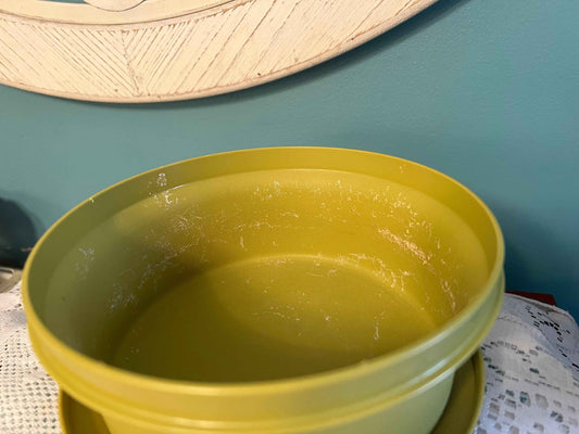 Vintage Tupperware Seal-N-Serve Bowl #1207-28 | Avocado Green 1970s Storage