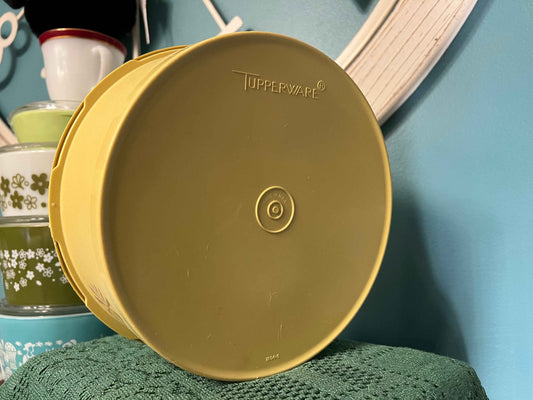 Vintage Yellow Tupperware Starburst Stackable Container | Nesting Plastic Storage