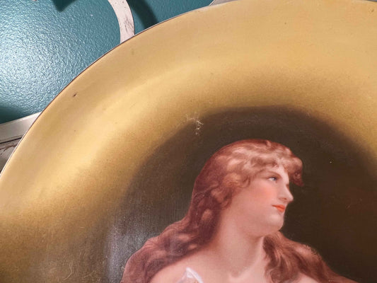 Antique Victoria Carlsbad Austria Plate | Classical Maiden Design | Gilt Porcelain