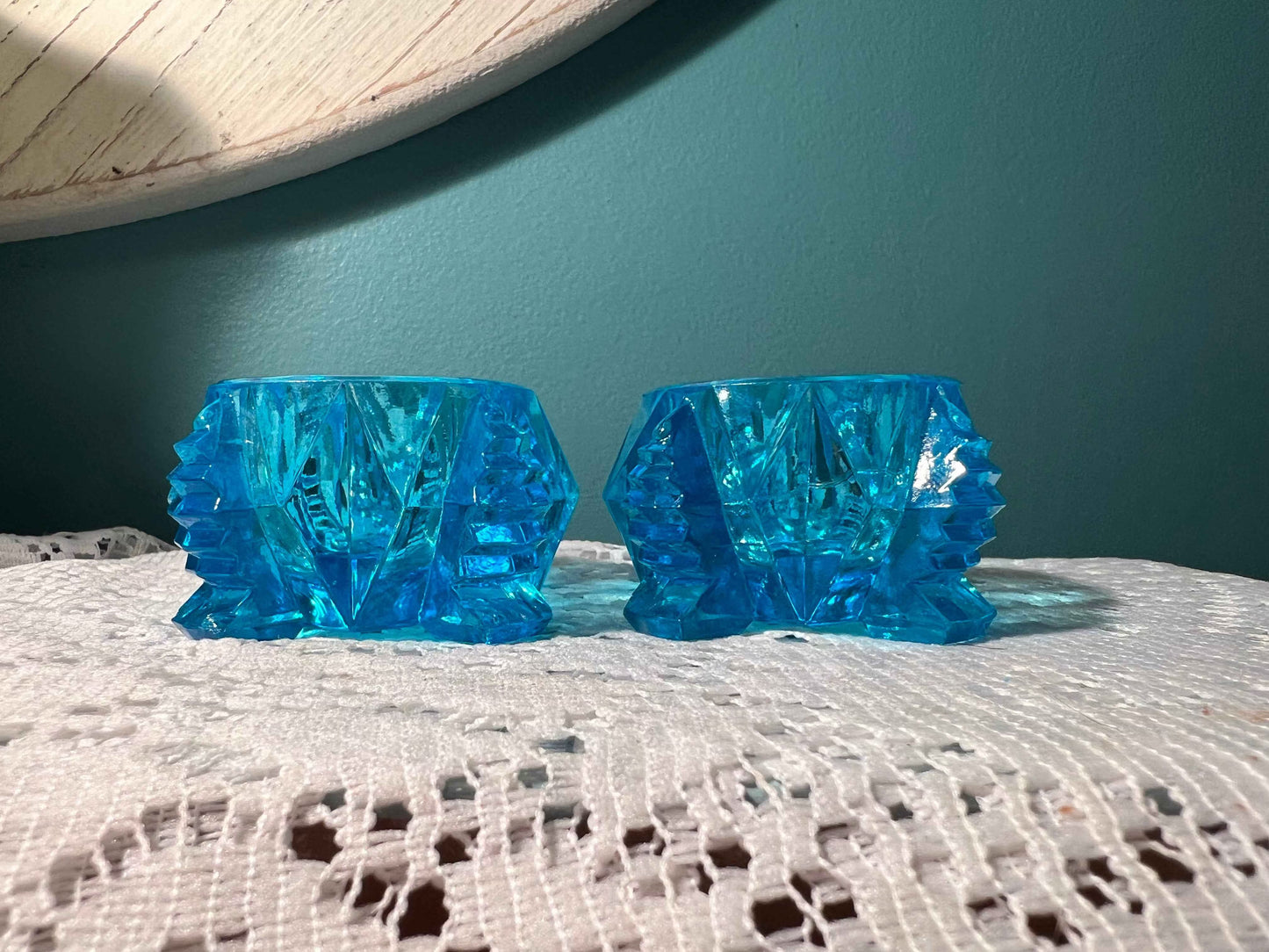 Oval Footed Blue Depression Glass