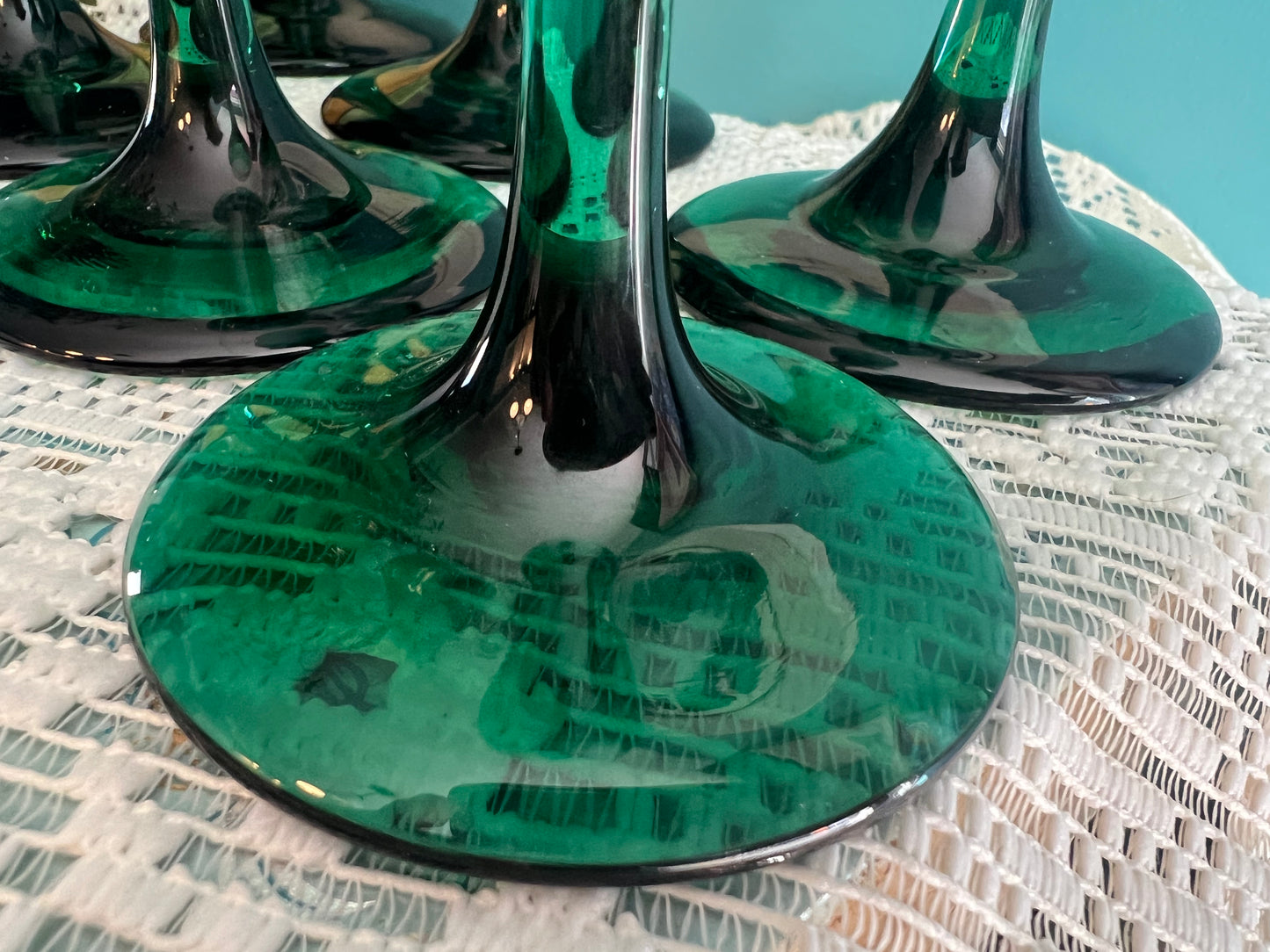 Libbey dark green champagne flutes