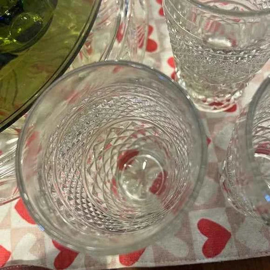 Anchor Hocking Wexford Diamond Pressed Crystal Glasses – Set of 4 - Vintage Glassware